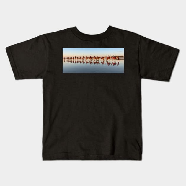 Camel Riders, Cable Beach, Broome WA Kids T-Shirt by AndrewGoodall